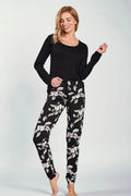 Pyjama pour femme en viscose et coton, style élégant, manches longues, pantalon floral, confortable et moderne