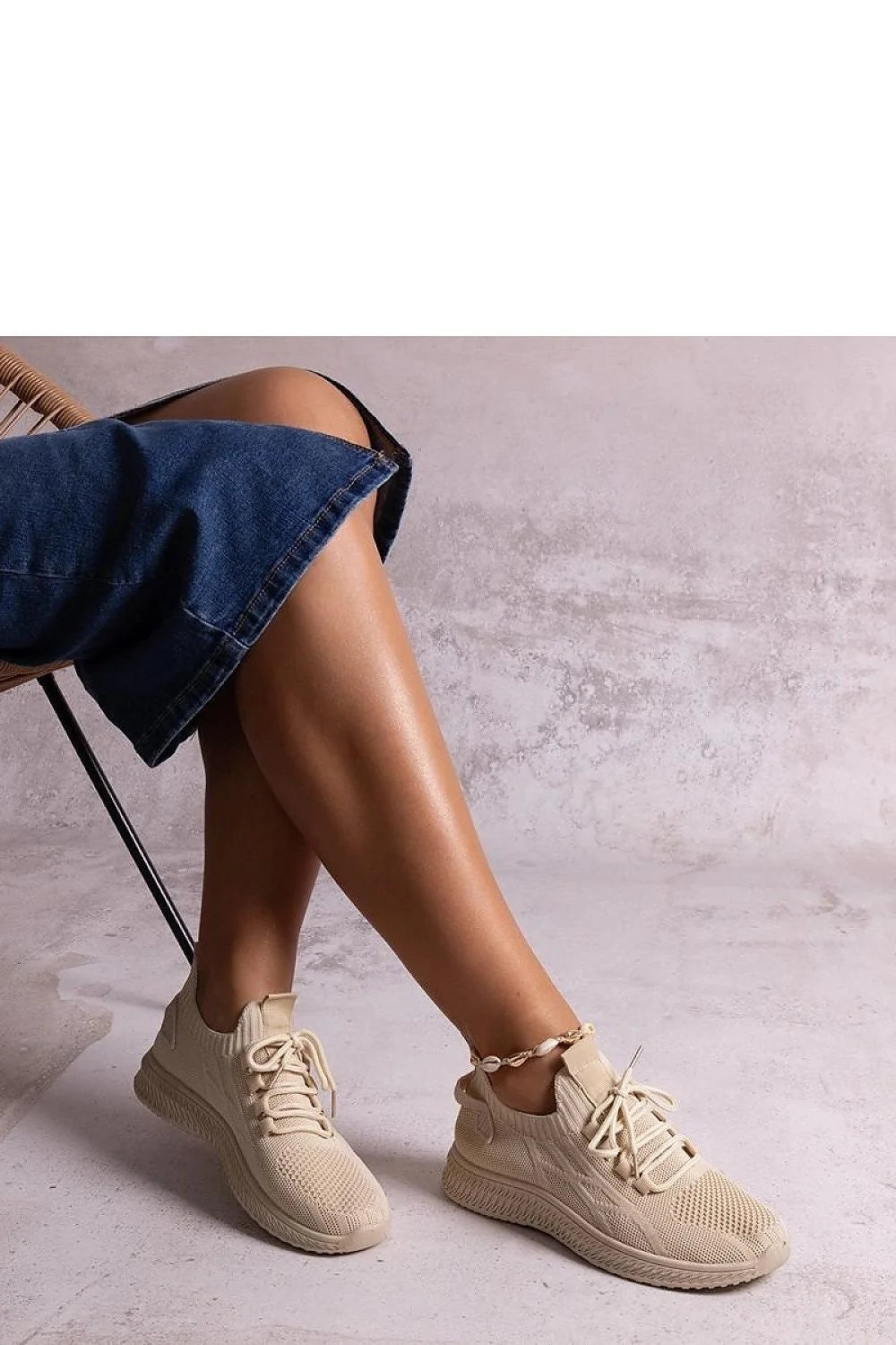 Baskets de sport femmes beige mesh confort adhérence caoutchouc style moderne polyvalent occasion quotidienne