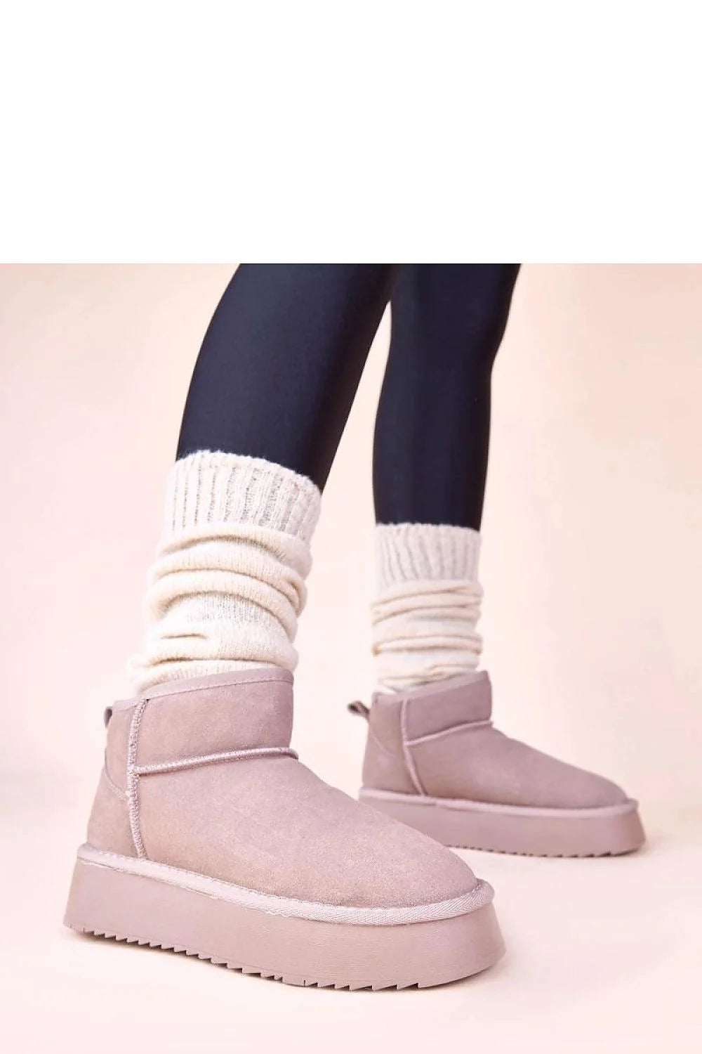 bottines femme neige gemre armona suède gris fourrées doublure lainée plateforme crantée semelle antidérapante bout rond cheville slipon