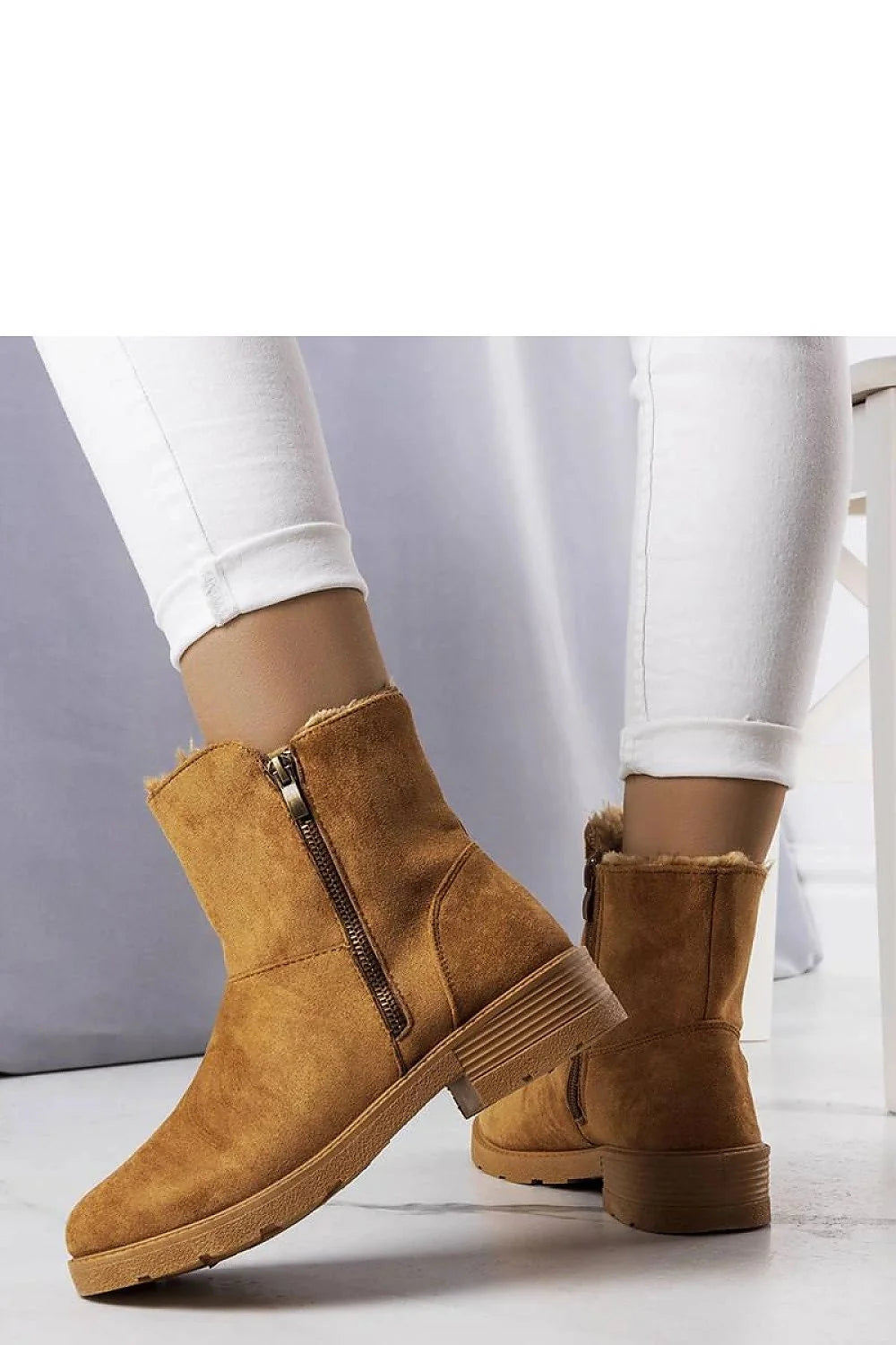 Bottes Solea style décontracté modernes couleur camel cuir écologique doublure fourrure mid-calf femmes automne hiver