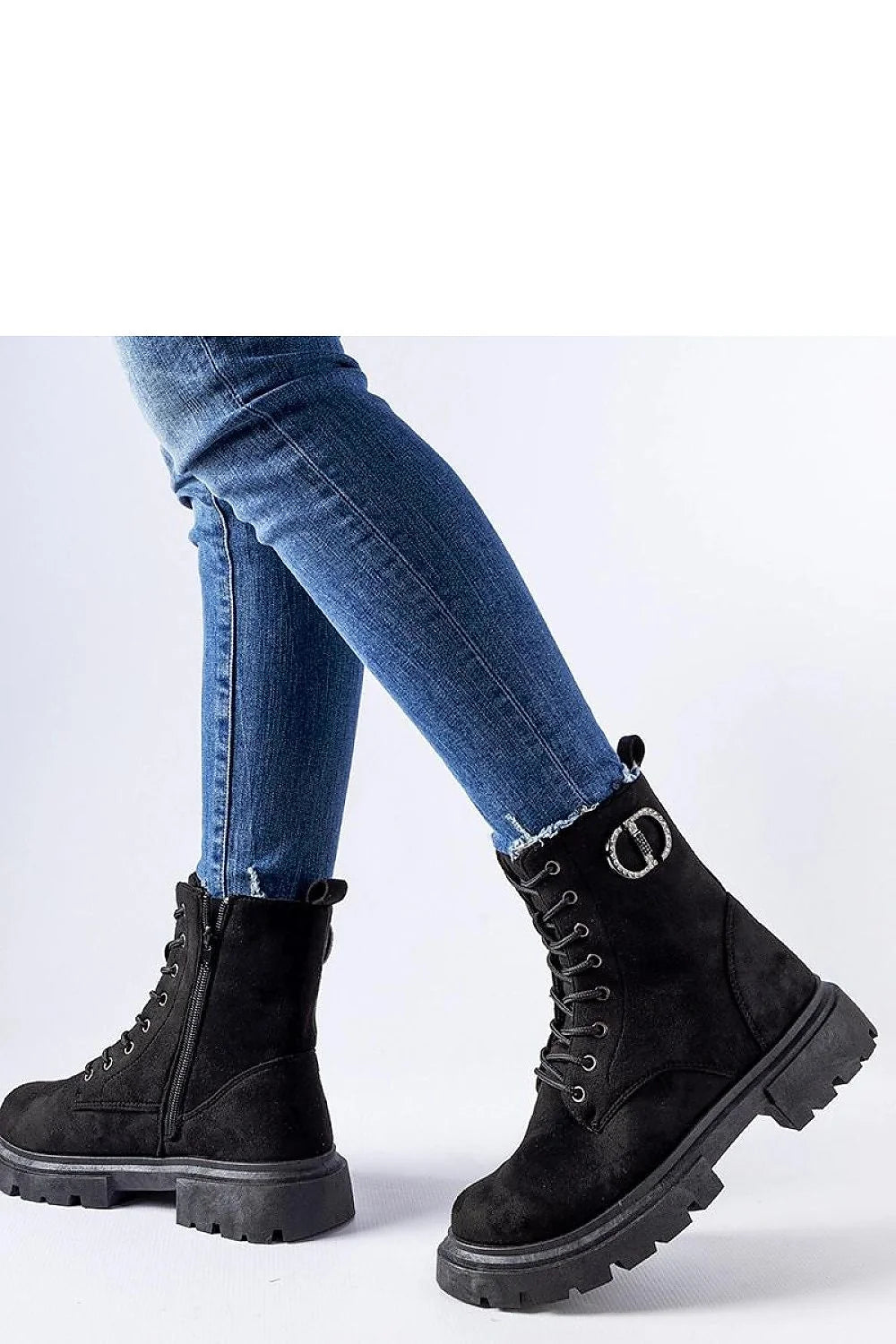 Bottes trappeur femelles cuir suédine noir style combat lacets fermeture éclair semelle caoutchouc hauteur soutien cheville durable élégance mode hiver confort