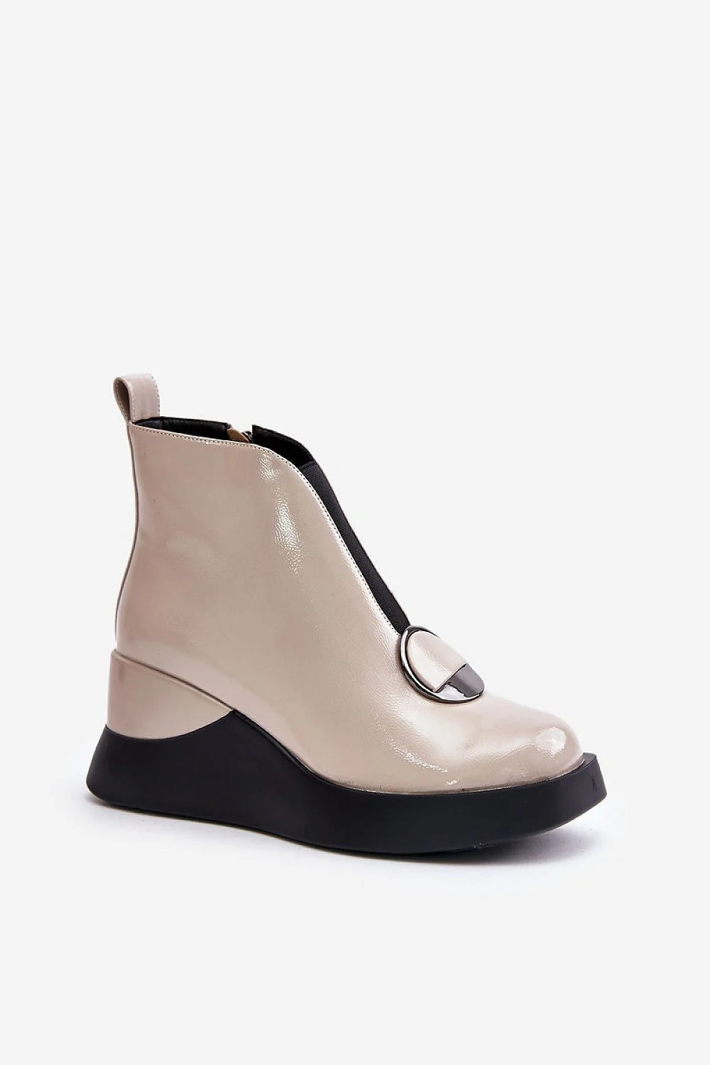 Bottes élégantes pour femmes en cuir artificiel, design moderne, talon compensé, fermeture éclair latérale, style urbain chic, automne-hiver