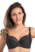 Soutien-gorge femme élégant noir dentelle motif rose maintien confortable occasion spéciale