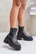 Bottes à talons Step in style cuir noir femmes design moderne robuste talon carré 5cm fermeture éclair élégance urbaine