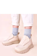 Gemre Penny bottes neige beige velcro matelassée rembourrée doublée semelle plateforme crantée adhérence antidérapante confortable facile enfiler femme urbain moderne
