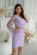 Robe de soirée élégante longue manches longues dos nu dentelle noire taille ajustable femme