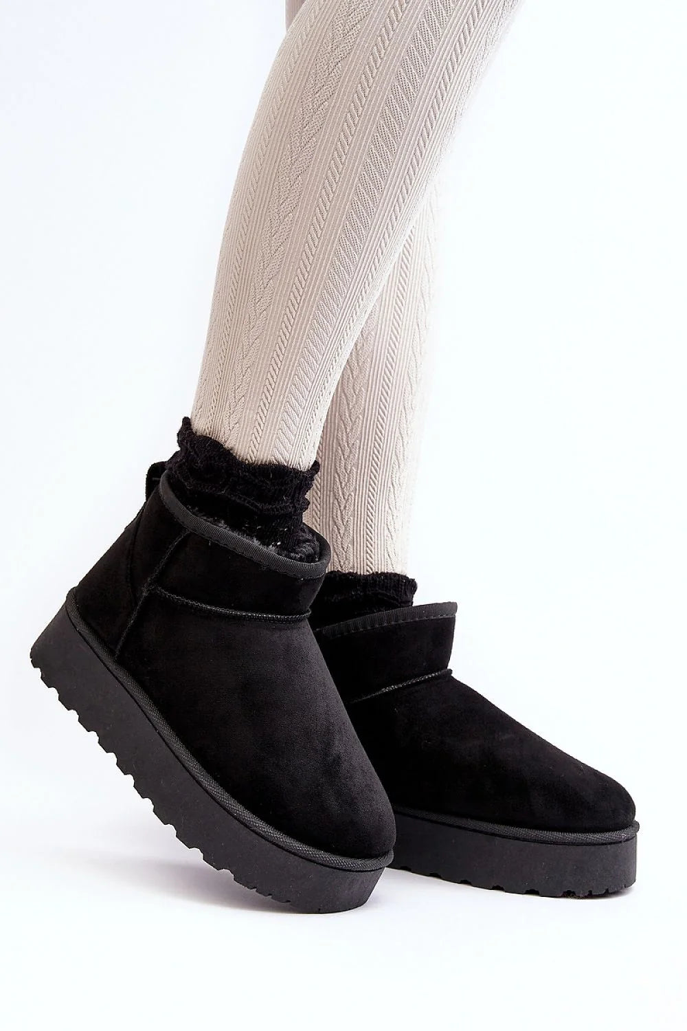 Bottes de neige pour femmes style casual cuir suédé écologique fourrure intérieure plateforme caoutchouc antidérapante hiver 2023