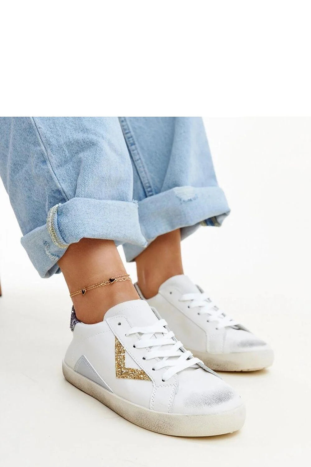 Baskets femmes design moderne cuir synthétique paillettes violettes dorées semelle épaisse confortable style casual chic