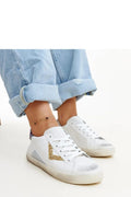 Baskets femmes design moderne cuir synthétique paillettes violettes dorées semelle épaisse confortable style casual chic