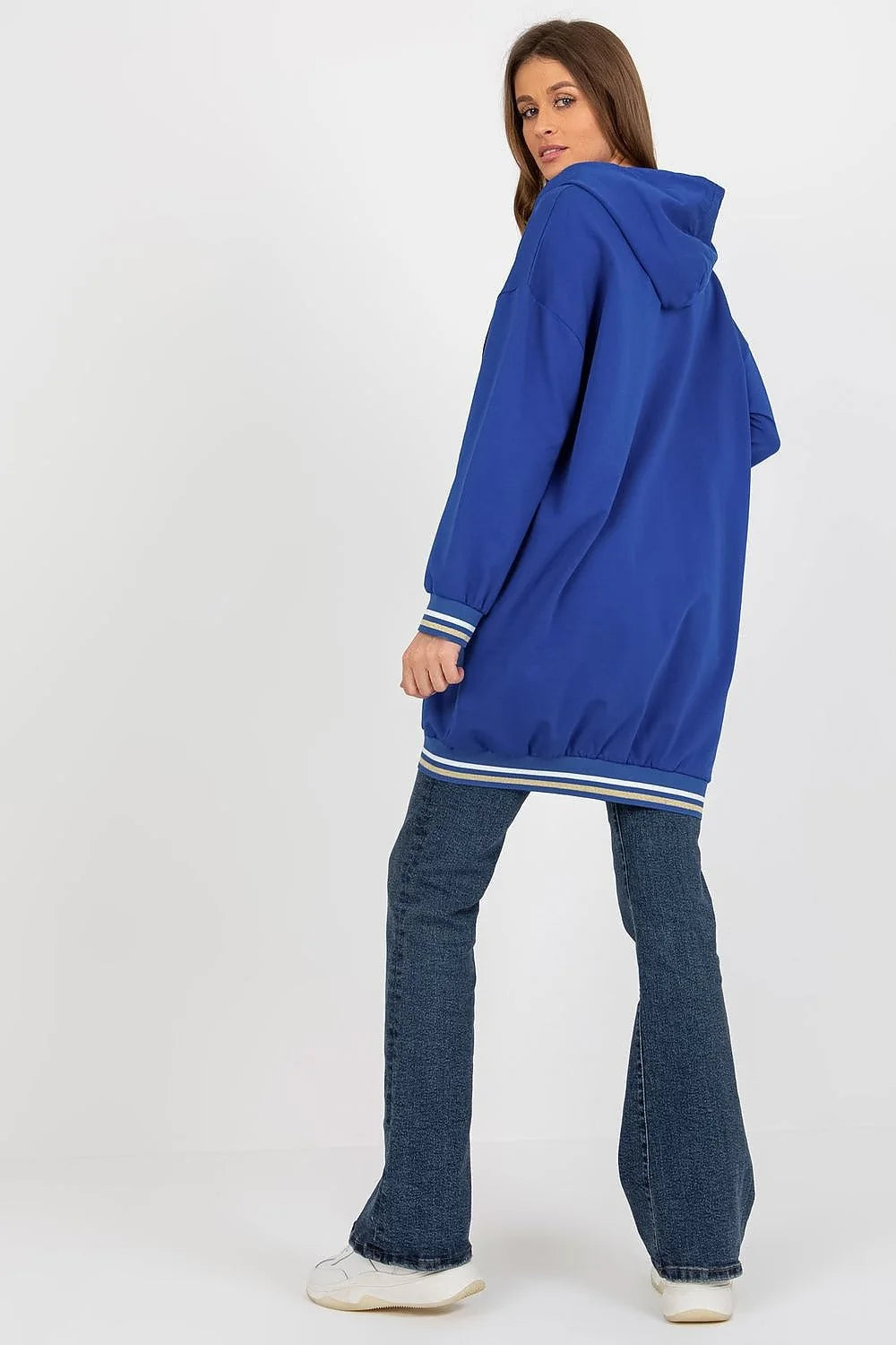 Sweatshirt Relevance pour femme, oversized, design urbain moderne, manches longues, fermeture éclair intégrale, poches grandes, coton élasthanne, tailles S/M-L/XL