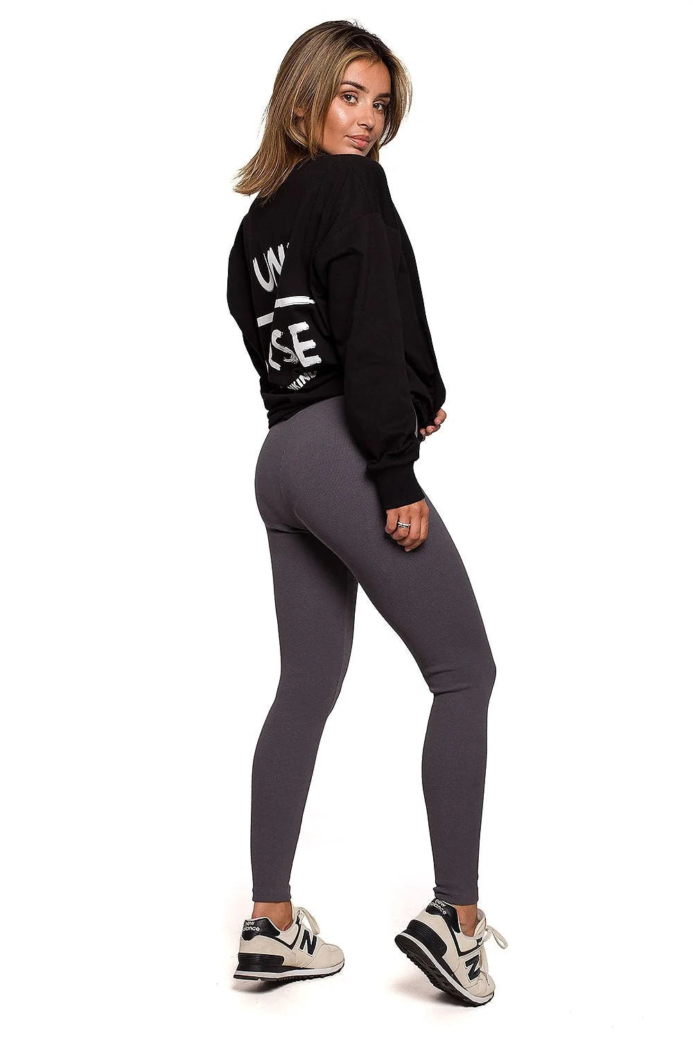 Ensemble casual femme coton doux respirant sweatshirt noir ample leggings terracotta confort tendance
