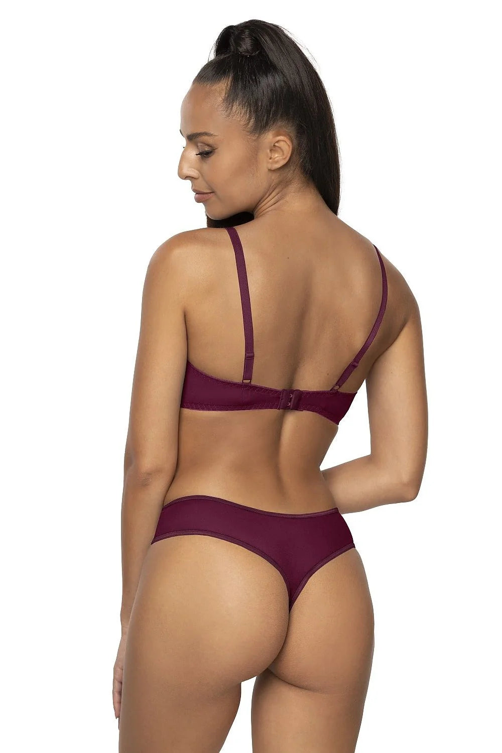 Culotte de lingerie féminine élégante nude bordeaux dentelle maille satin nœud taille mi-haute confort femme
