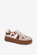 Chaussures de sport pour femmes style moderne tacheté brun blanc motif animalier cuir écologique confort