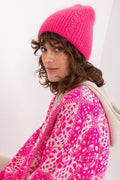 ensemble hiver maille côtelée bonnet slouch fuchsia mohair strass sweater jacquard motif floral ample confortable chic élégant chaud