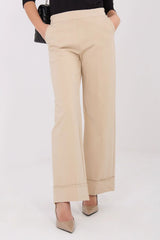 pantalon femme taille haute jambe large beige sable viscose nylon élasthanne doux respirant extensible élégant bureau poches latérales