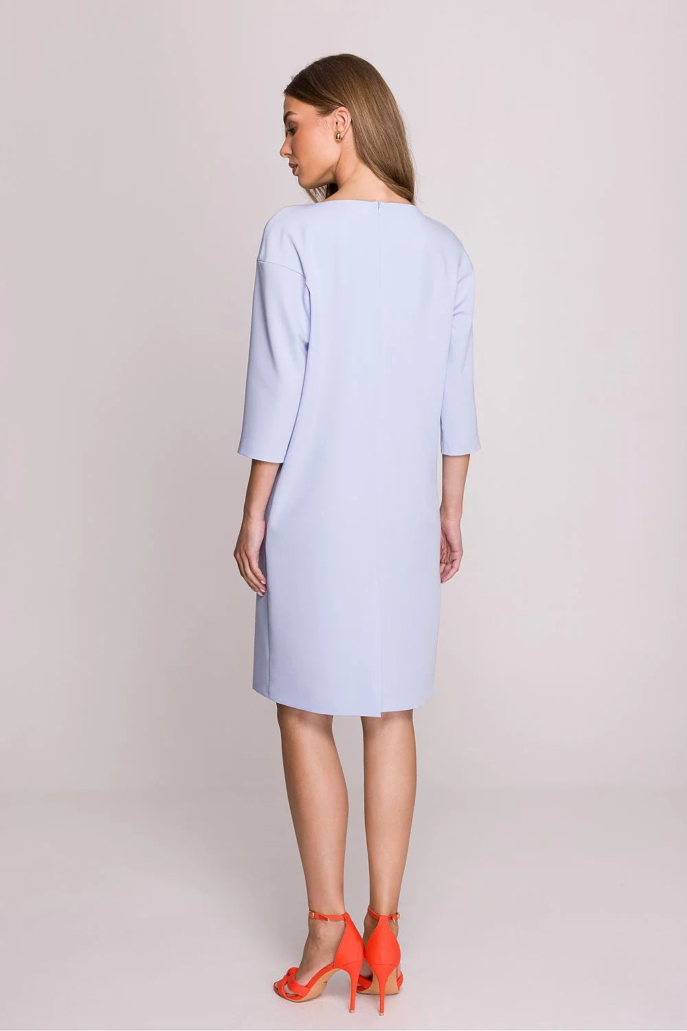 Robe de jour Stylove robe femme style moderne coupe ample manches 3/4 encolure bateau couleur lavande douce tissu haute qualité Pologne