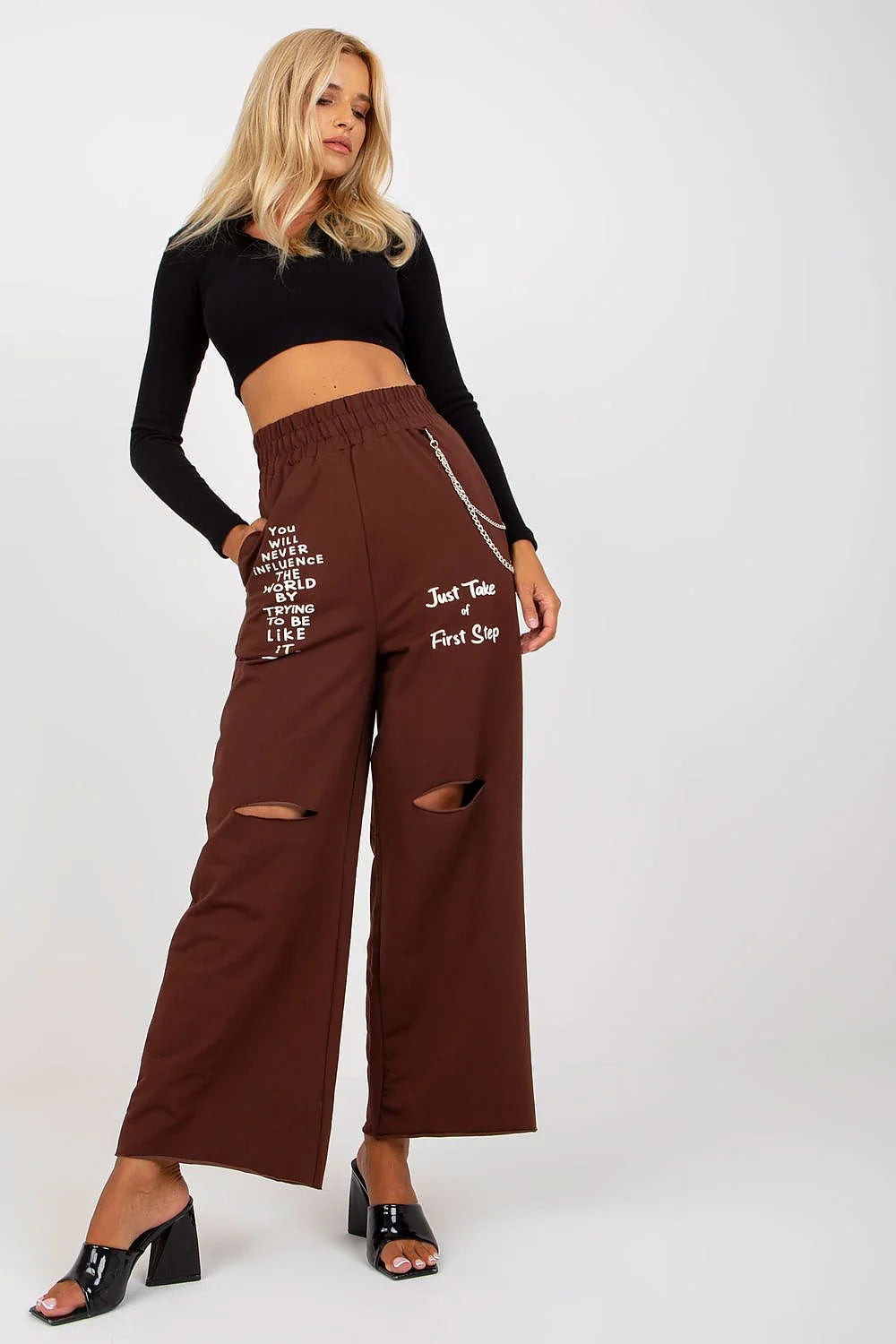 Ensemble mode femme moderne casual tube top stretch coton blanc crop haut waist large legged pants