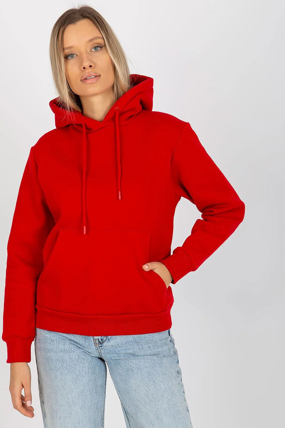 Sweatshirt Rue Paris capuche manches longues couleur vert kaki look casual style streetwear taille ajustable femme