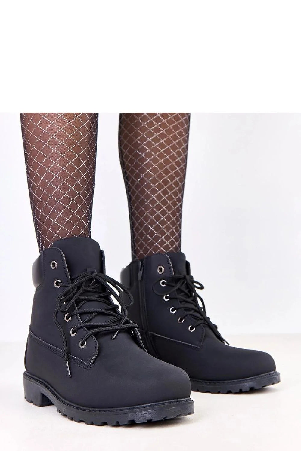bottines rangers femme lacets noir nubuck synthétique colrembourré faussefourrure bout rond fermetureéclair semelle crantée antidérapante talon bloc tige13cm confortable