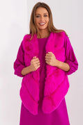Veste sans manches en fausse fourrure rose fuchsia pour femme, style audacieux, coupe ample, doublure intérieure, finitions soignées, polyvalence mode