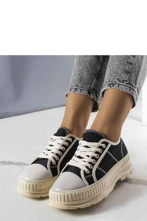 Baskets mode urbaine pour femmes, confort et style, plateforme écrue et tige noire, cuir et textile, occasion quotidienne et nocturne