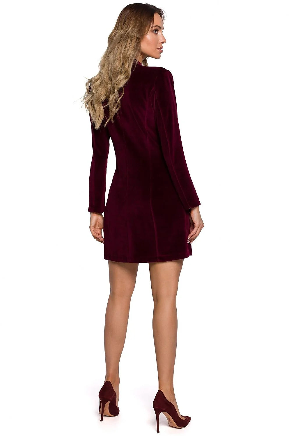 Robe blazer en velours noir élégante avec bouton doré, manches longues, pour occasions formelles féminines