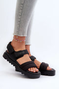 Sandales femmes style moderne plateforme large straps confortable occasion été soirée velcro fermeture maintien cheville tissu cuir écolo
