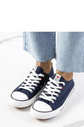 Baskets classiques femmes bleu marine Kolind tige en toile semelle blanche fermeture lacets casual été