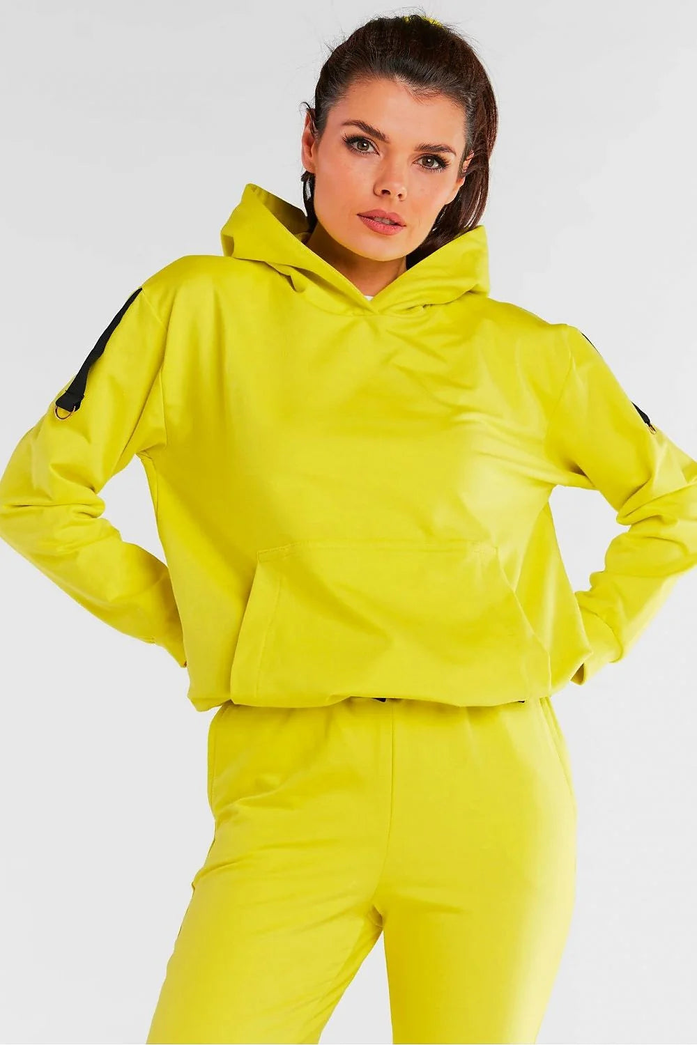 Ensemble de Sport Coton Décontracté Moderne Confortable Bleu Turquoise Capuche Poches Femmes Mode Pantalon