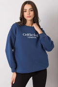 Sweatshirt coton bleu marine style urbain décontracté manches longues inscription mode femme moderne chic