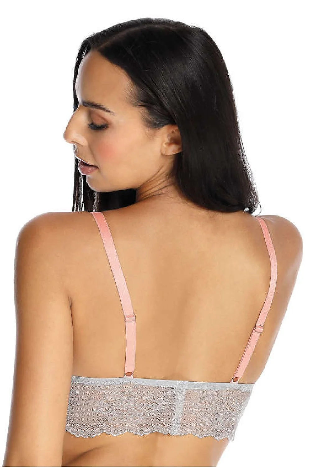 Soutien-gorge dentelle sans armature triangles gris brides réglables confort élégance lingerie féminine mode