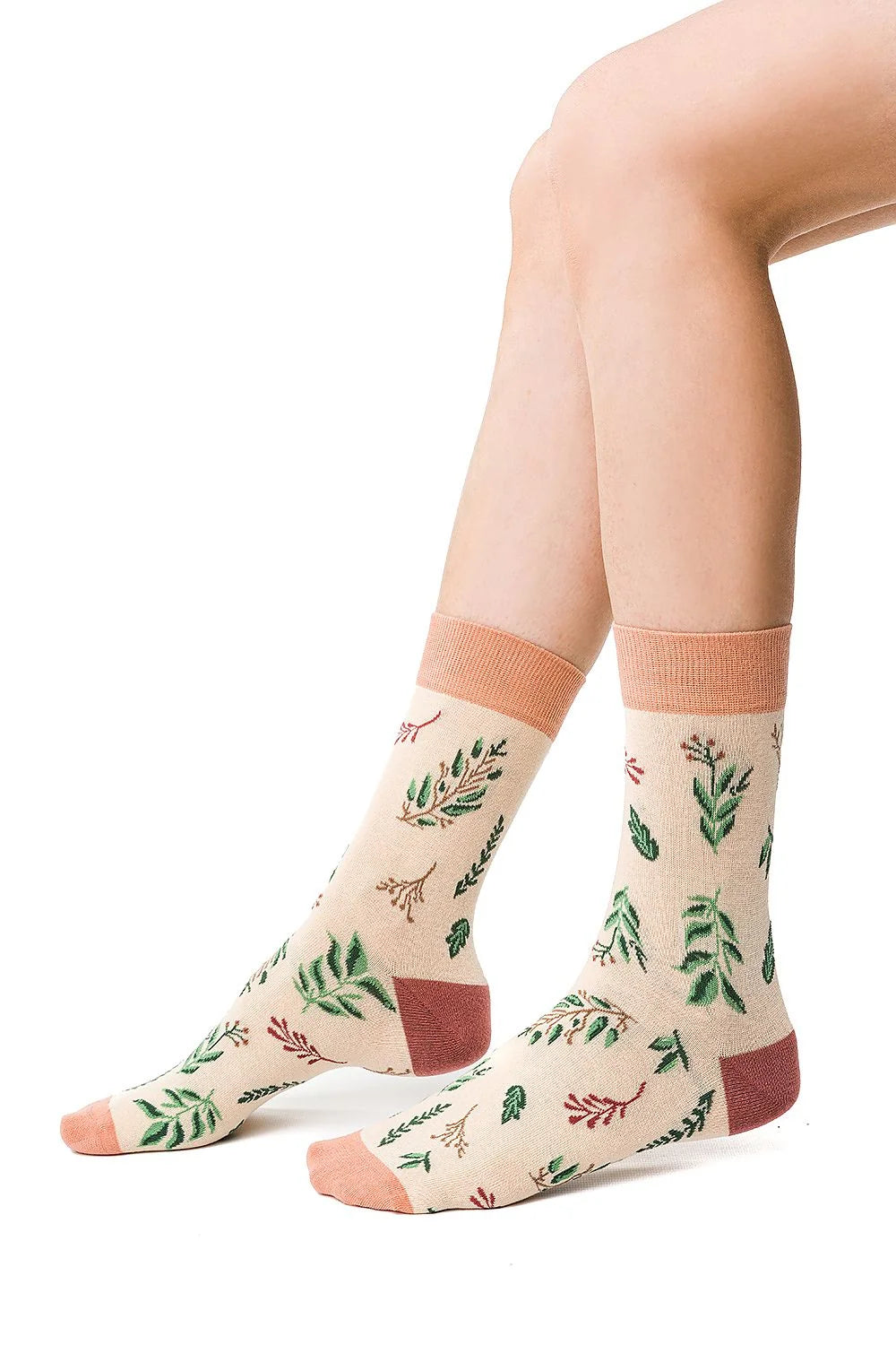 Chaussettes femmes motifs floraux coton doux confort respirant style bohème classique coupe mollet renforts durables