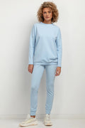 Ensemble survêtement Tessita mode féminine bleu pâle confortable coupe droite élastique taille ajustable tissu doux coton polyester