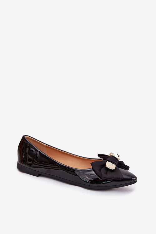 Ballerines élégantes pour femmes en cuir artificiel, design moderne, nœud doré, confortable, occasion quotidienne et soirée