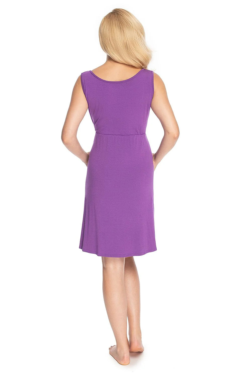 Chemise de nuit maternité élégante blanche viscose élasthanne sans manches col rond nœud décoratif