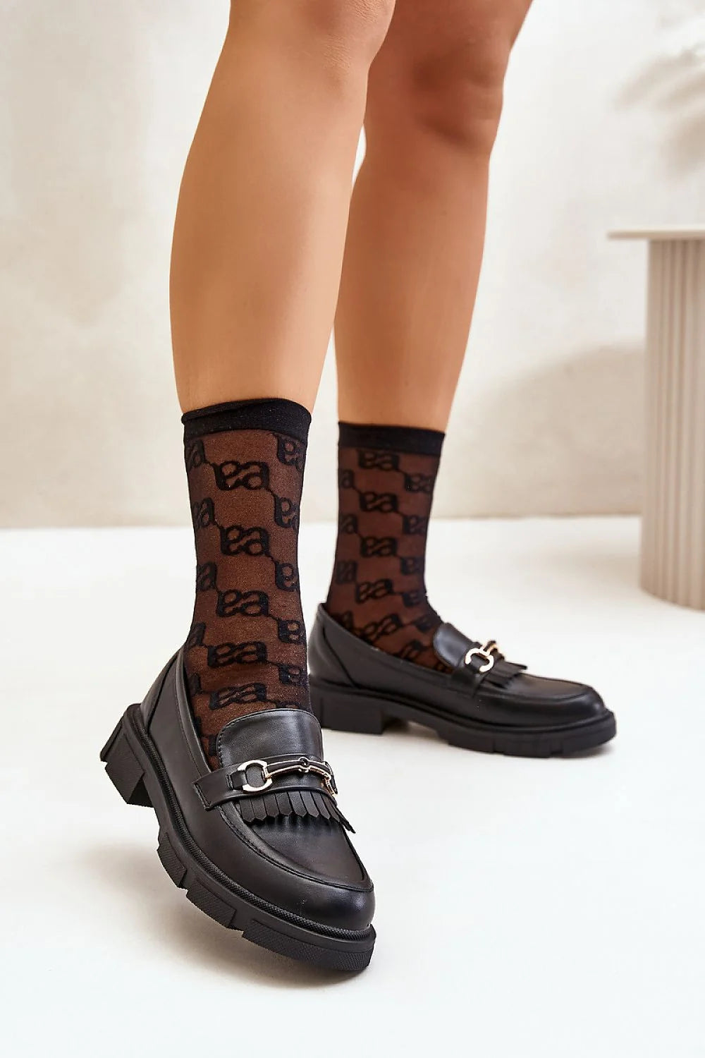 Moccasins femmes style classique moderne cuir écologique doré bout rond semelle épaisse taille ajustable look sophistiqué occasion printemps-automne