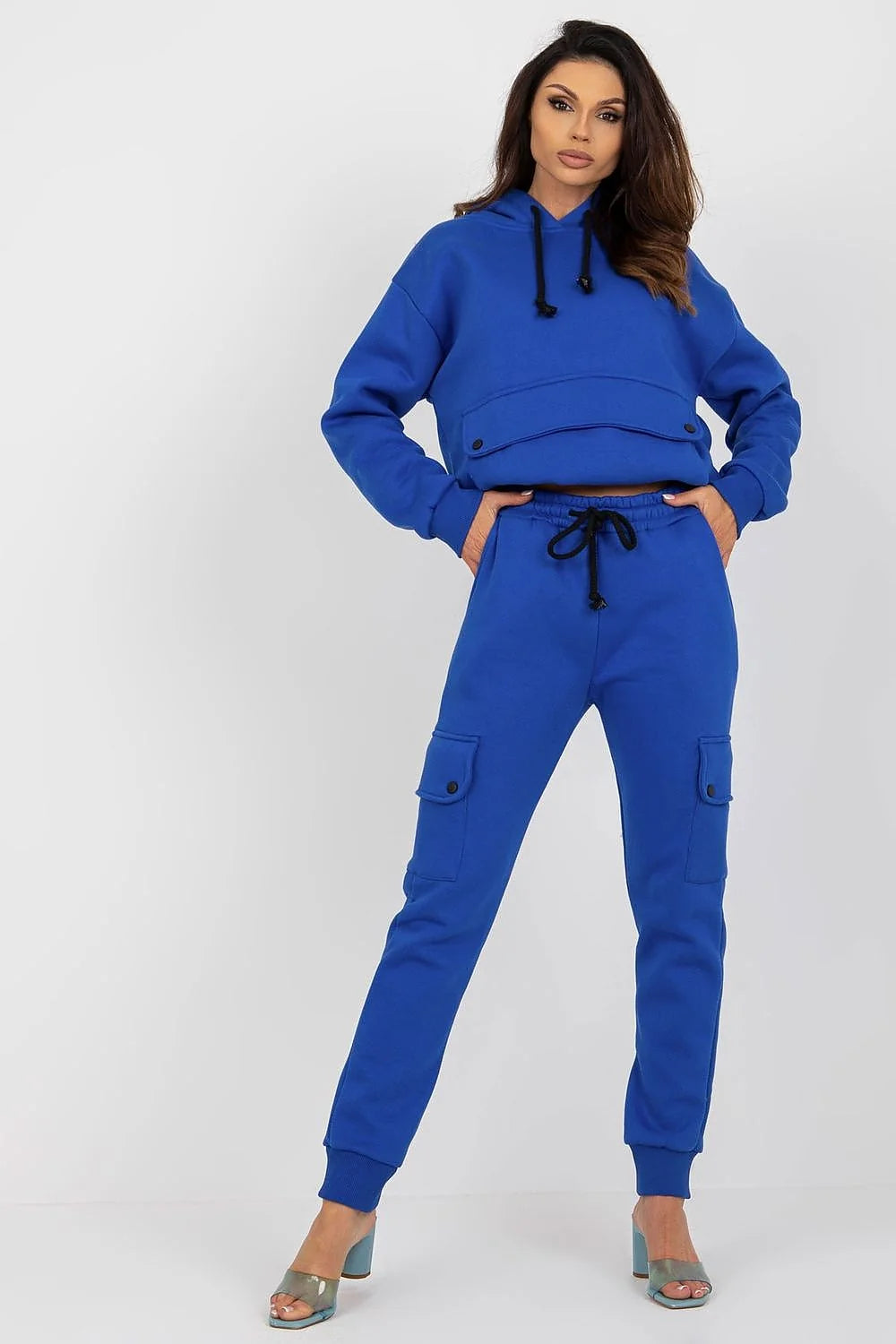 Ensemble mode femme Casual Modern Bleu électrique Sweat à capuche Joggers Coupe ample Taille élastique Matériel confortable