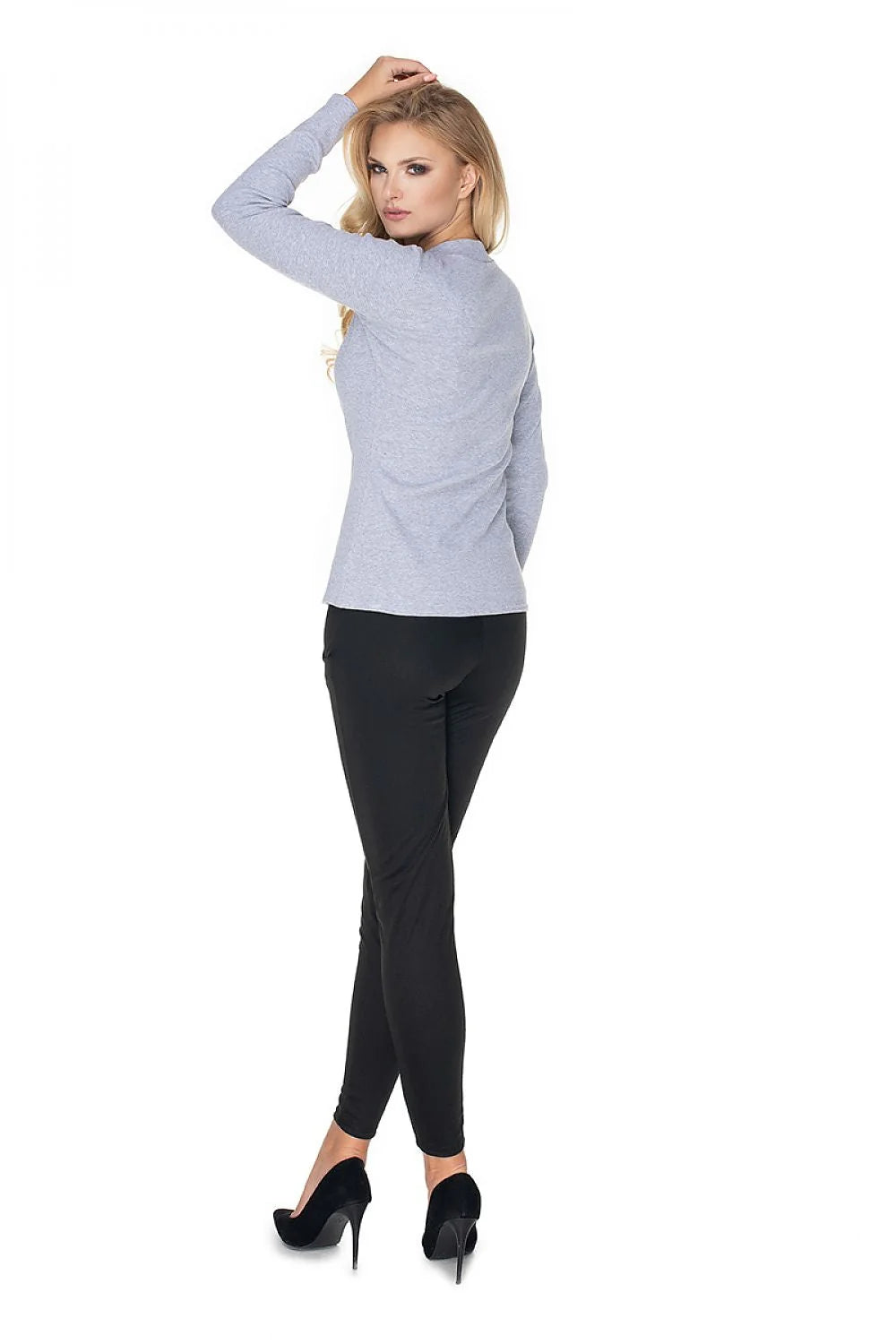 Pull-over en coton noir décontracté manches longues col rond ajusté élégant pour toutes occasions