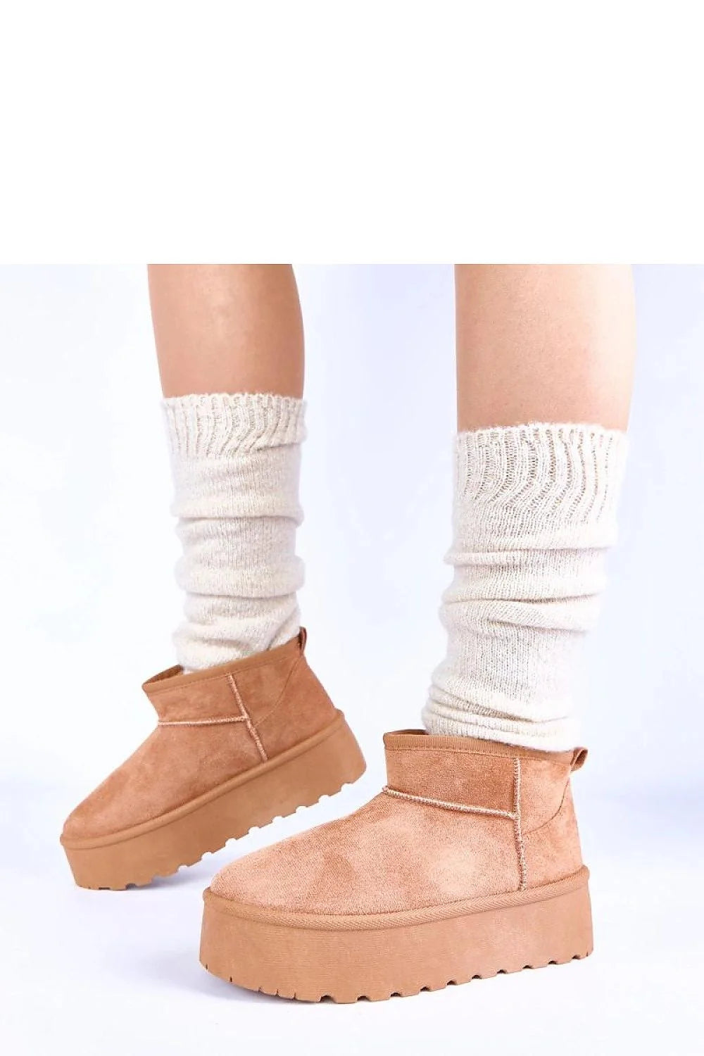 bottes neige marron plateforme fourrure doublée Gemre femme daim cheville sanslacets semelle crantée antidérapante confortable chaude élégante
