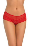 Culottes brésiliennes Teyli en dentelle rouge transparente sexy et élégante pour femme, coupe shorty, motifs floraux, confort maximal