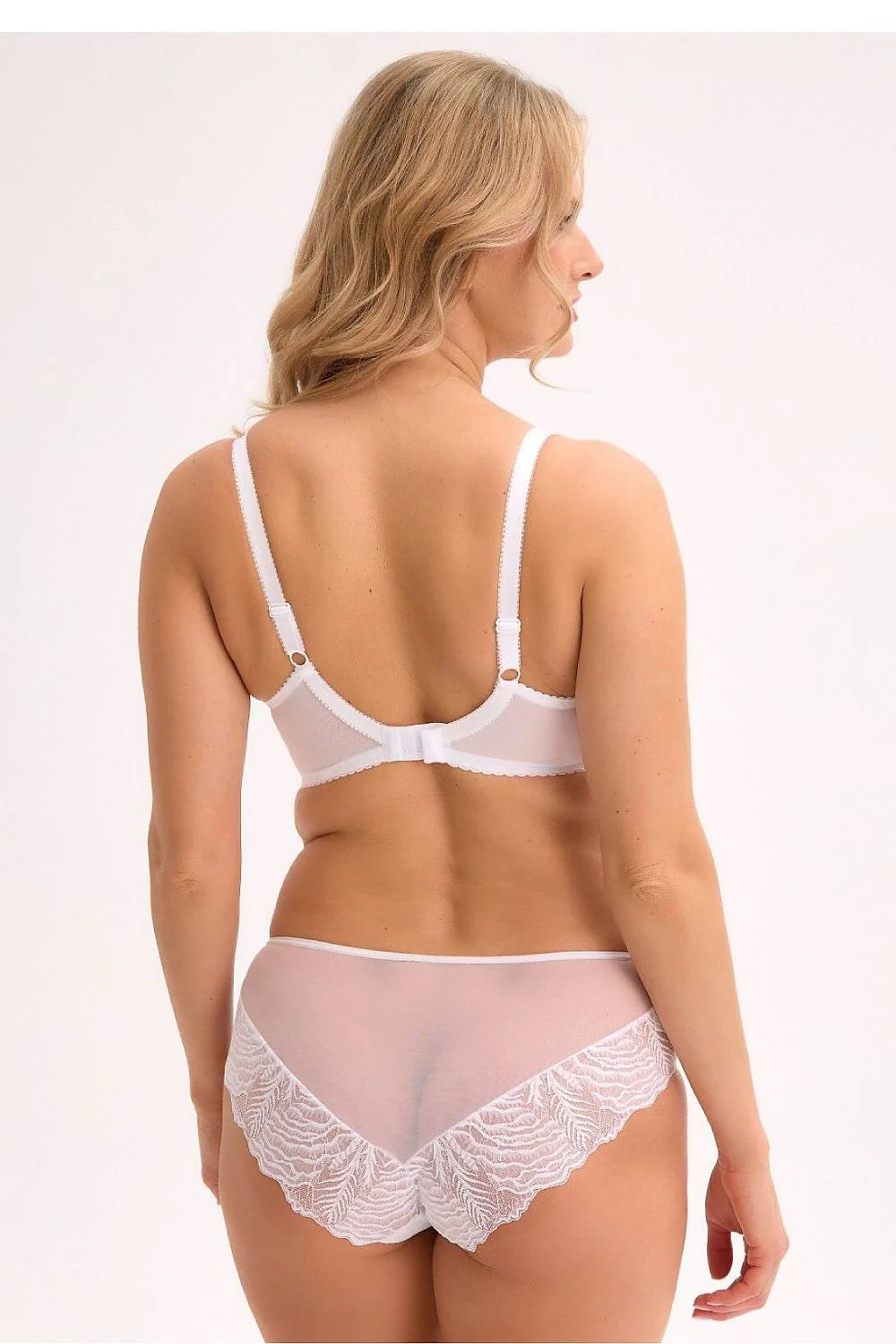 Ensemble de lingerie féminine élégant dentelle florale transparente blanc soutien-gorge à armatures balconnet culotte mixte tissu lace nœud décoration