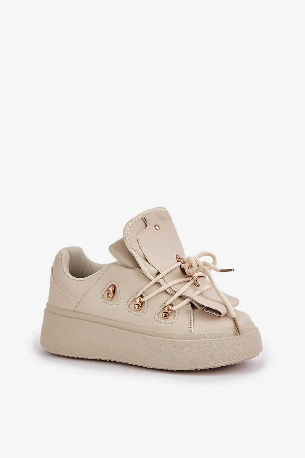 Chaussures de sport Step in style en cuir artificiel couleur crème design moderne et minimaliste semelle piano 6.5 cm hauteur tige femme