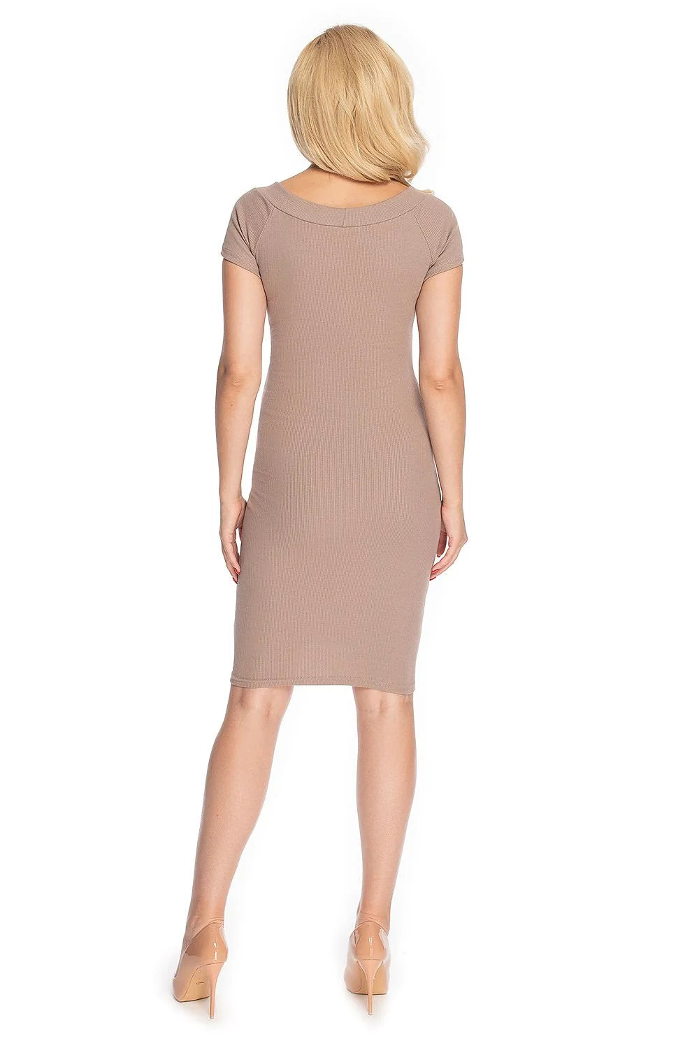 Robe de maternité coton élastique élégante ajustée manches longues confort pour futures mamans chic