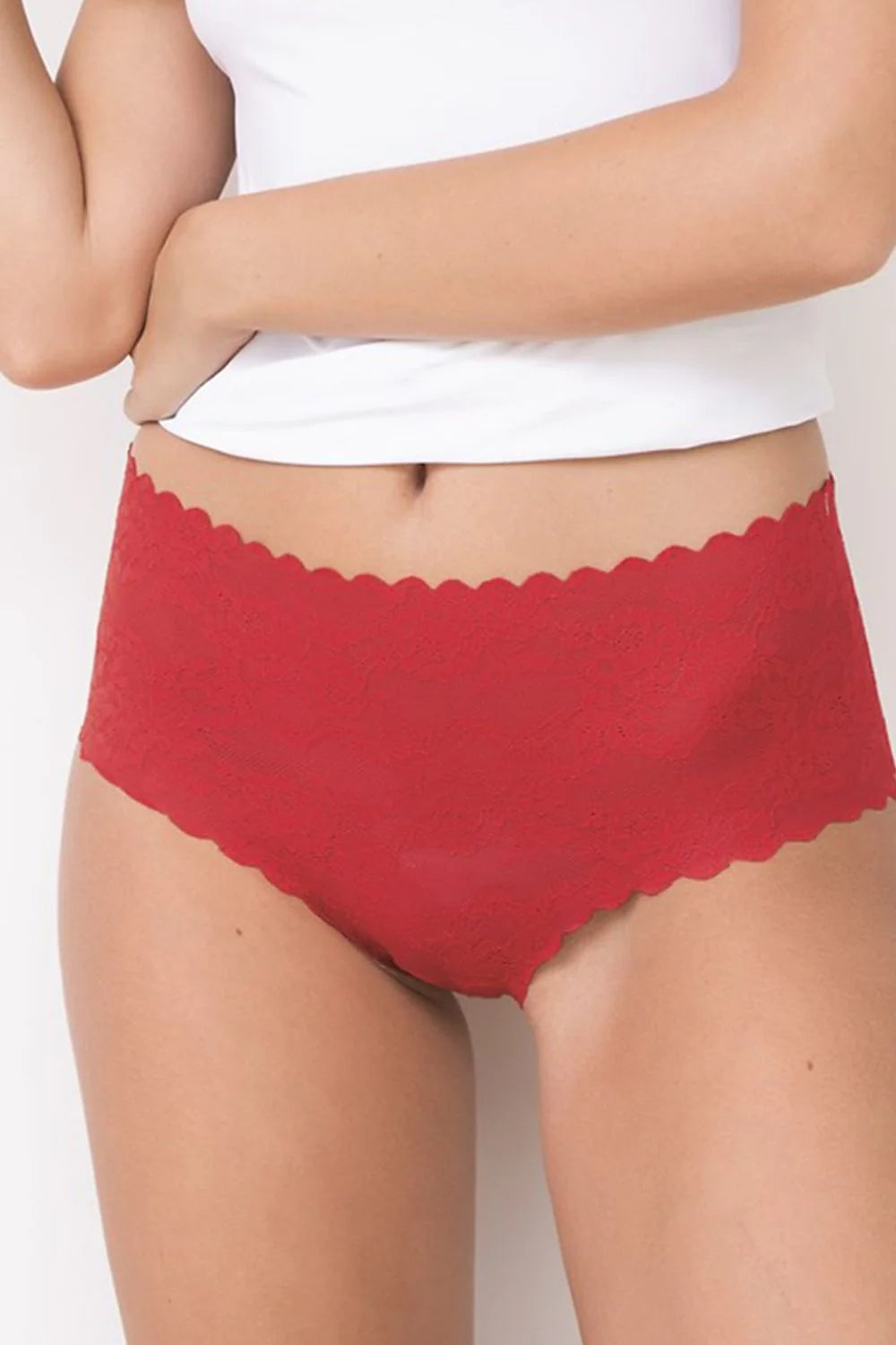 Culotte Julimex dentelle vert émeraude taille haute confort floral élastique bords festonnés semitransparente gainante maintien doublure coton finition plate élégante