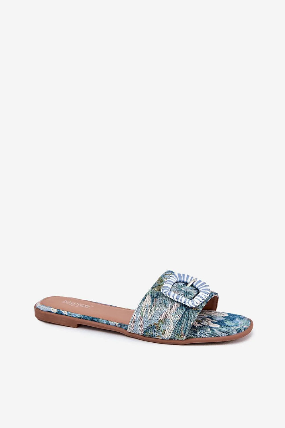 Sandales femmes design ouvert floral brodé sangle large boucle décorative talon plat cuir artificiel été bohème chic