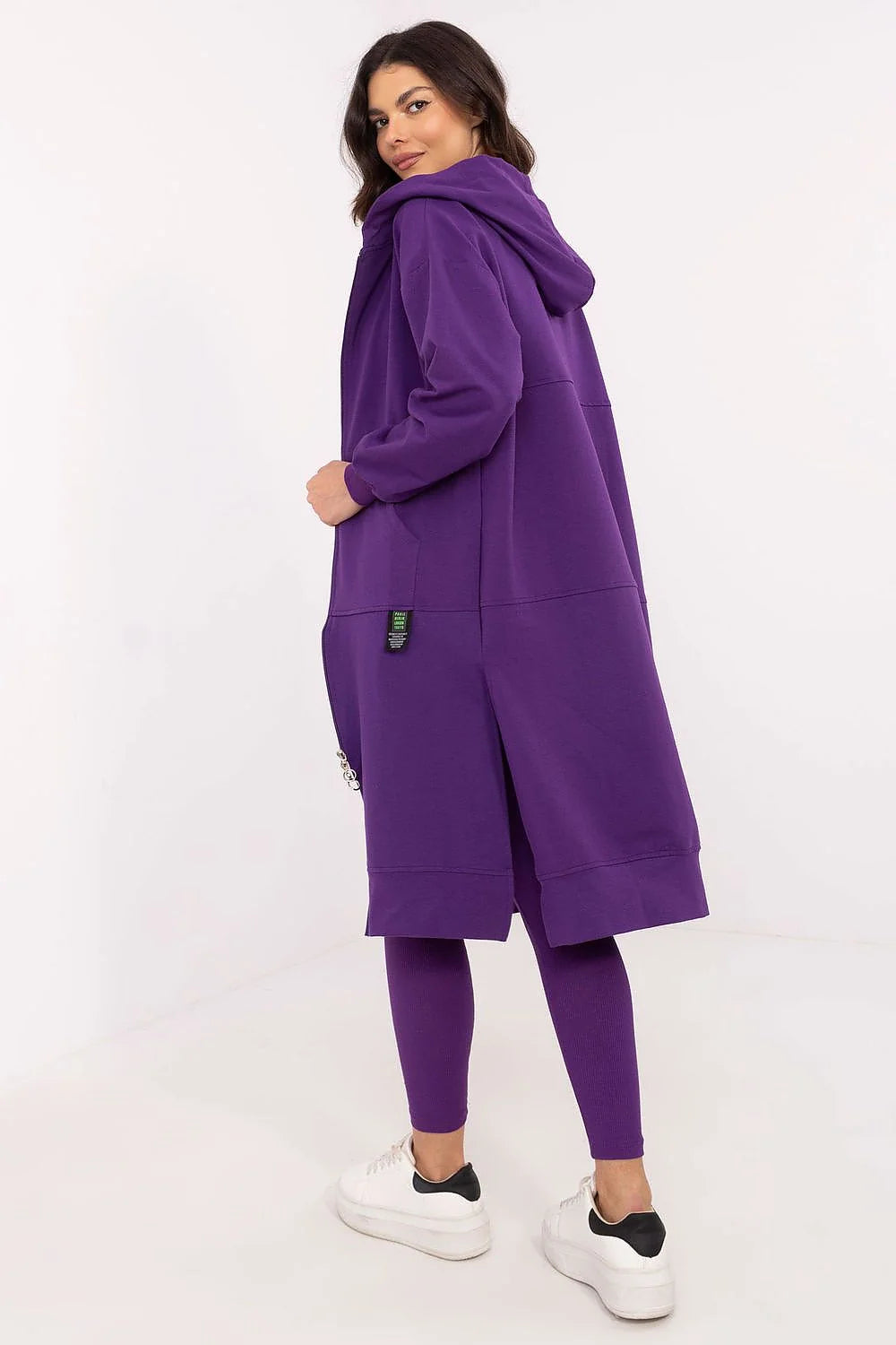 Ensemble femme longue veste sans manches haut court leggings violet vif sportswear mode tendance