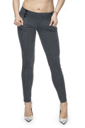 Pantalon long ajusté femme Pee Ka Boo slim fit taille basse boutons décoratifs longueur cheville visuels épurés polyester viscose