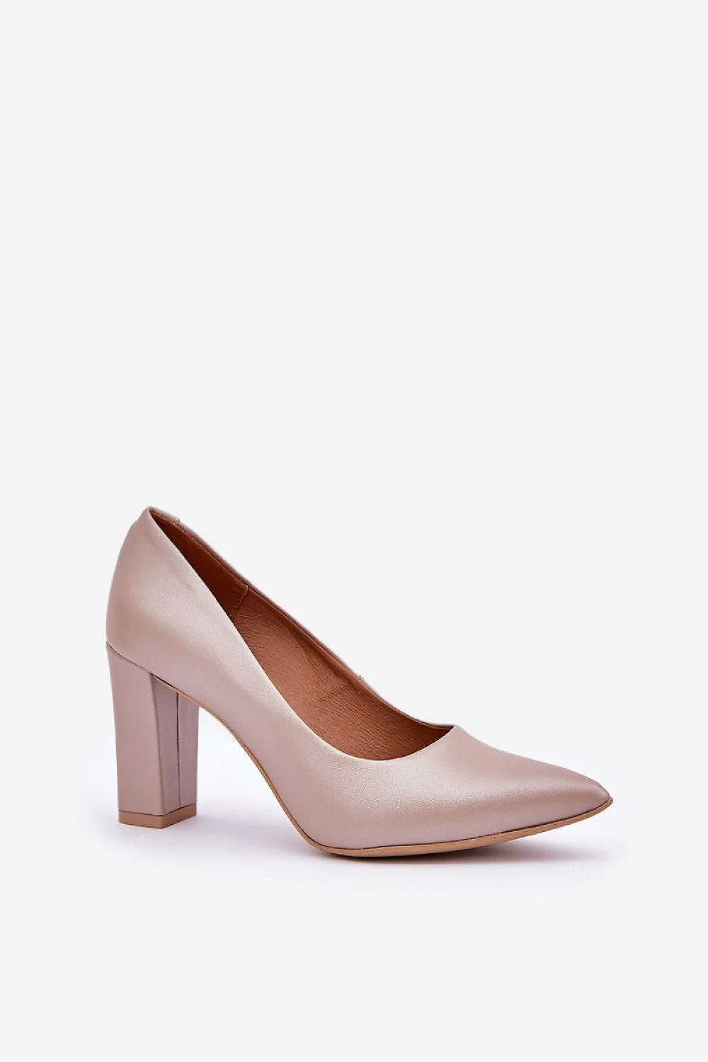 Escarpins élégants talon bloc nude collection Lewski Shoes chaussures femmes confortables cuir naturel cheville dorée