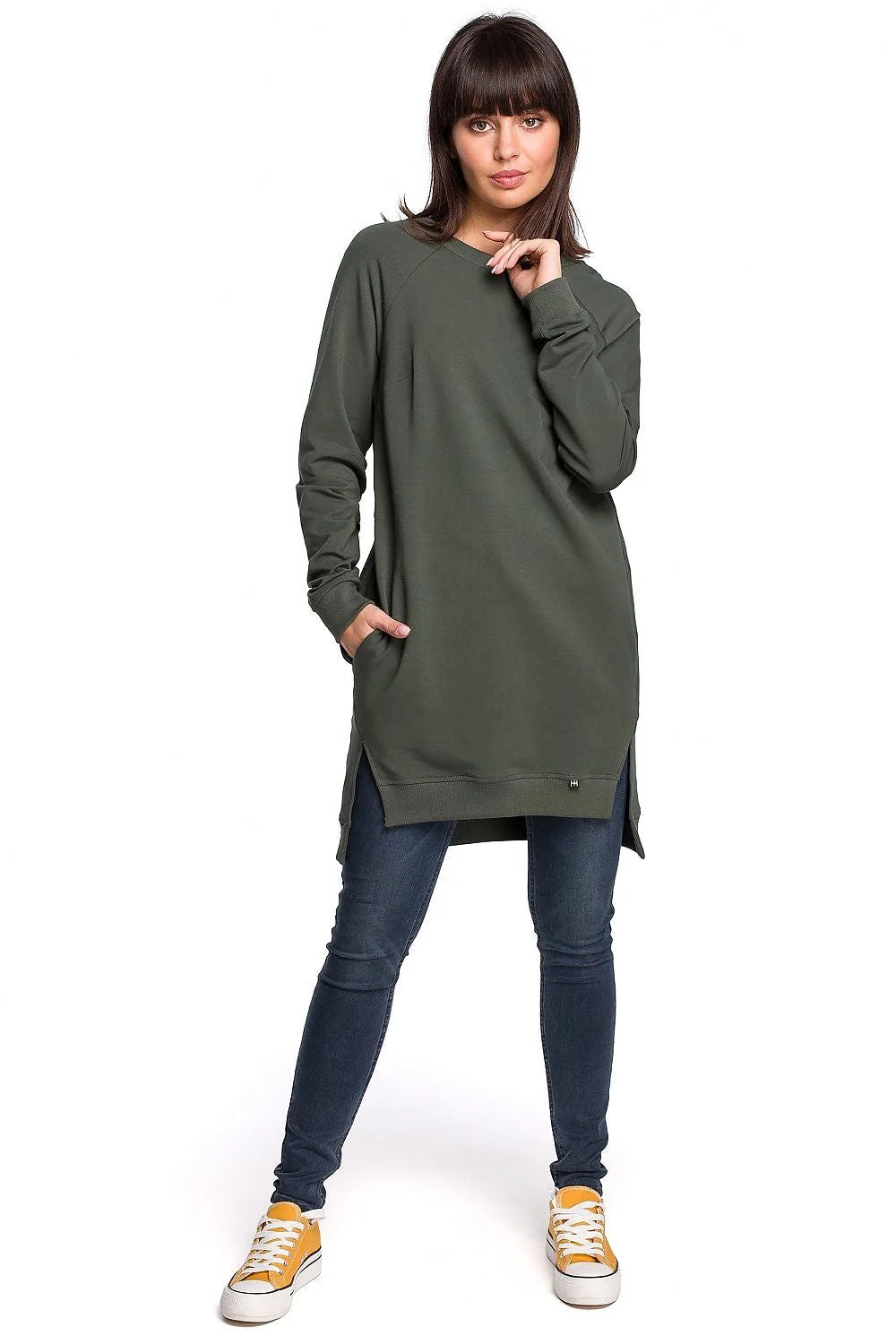 Sweat-shirt femme coton casual ample marron camel confortable manches longues style décontracté mode élégante