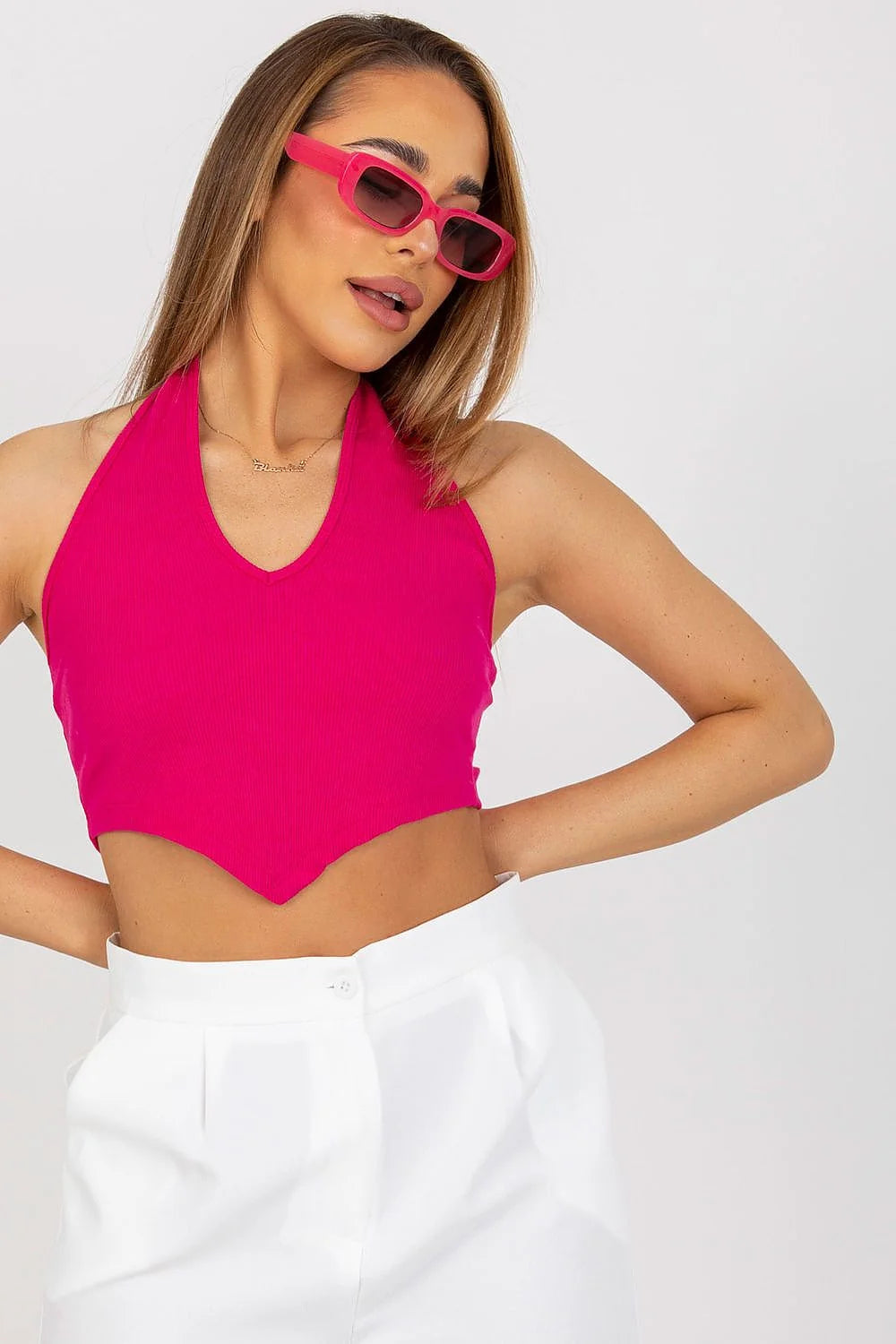 Top Rue Paris crop court en tissu côtelé rentré sur la tête parfaite pour l'été coton élasthanne femmes